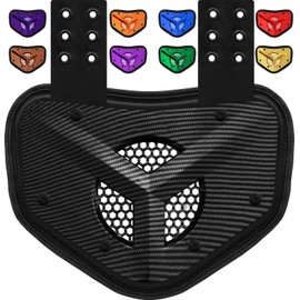 Penveer Chrome Football Backplate for Shoulder Pads with High Impact Padding, Adult & Youth Lower Backplate Football with Air Vents (Black Carbon, Youth)