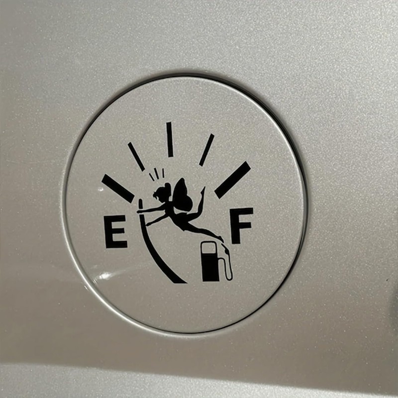 2 Fuel Tank Cap Decals, 12x12cm Vinyl Stickers, Gas Gauge