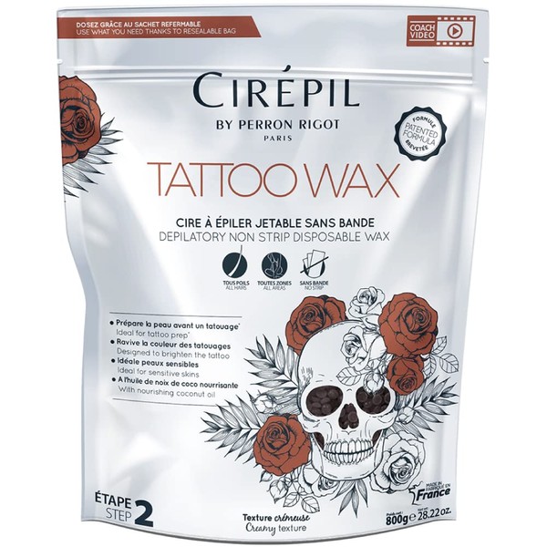 Cirepil - TATTOO - Sublim Care - 800g, 28.22oz Wax Beads Bag - Patented Wax Beads for Tattooed Areas - Illuminates, Redefines & Brightens your Tattooed Skin
