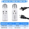 Feekoon 2 Pcs 3 Prong Light Socket Adapter, E26 Light