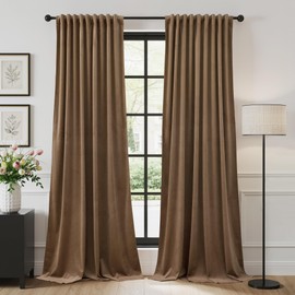 StangH Brown Blackout Velvet Curtains for Living Room, Luxury Back Tab Thermal Insulated Noise Reducing Window Drapes for Bedroom Dining Room, W52 x L96, 2 Panels