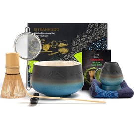 TEANAGOO 7 Pcs Matcha Whisk Set – Gradient Pink & White Ceramic Matcha Bowl, Bamboo Whisk, Scoop, Sifter & Spoon – Japanese-Style Matcha Kit for Tea Ceremony, Morning Rituals, Matcha Latte – Elegant Gift for Friends, Family & Tea Lovers - Colour: Gradien