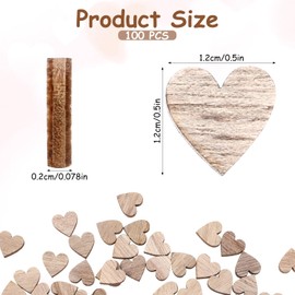 100Pcs Small Wooden Hearts for Crafts 1/2 Inch, Unfinished Wood Crafts Small Heart Cutout Slices Heart Shaped Wood Sign Wood Cutout Slices for Valentine‘s Day Wedding Birthday Party Decoration