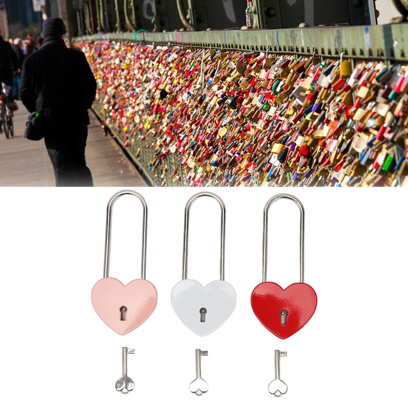 3pcs Heart Shaped Padlock with 3 Keys Rustproof Zinc Alloy