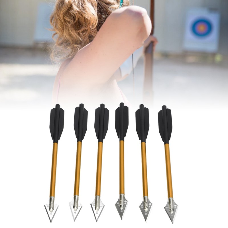 6Pcs Crossbow Arrows Double Screw Fixing Aluminum Alloy Shooting Bow