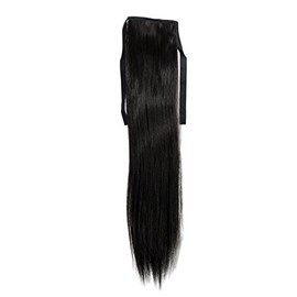 WIG ME UP - YZF-TS18-2 Hairpiece Pontail Pigtail extension slim light straight comb and ribbon medium black 18inch