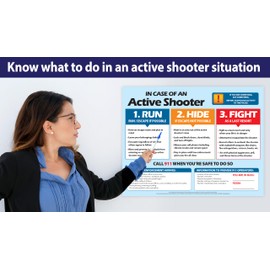 Active Shooter (Run Hide Fight) Posters (20-Pack) – School & Office Safety Poster – Emergency Preparedness Sign for Classroom & Workplace – Laminated, 17" x 22"
