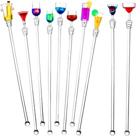 Kiwocaro Cocktail Stirrers, Cocktail Swizzle Stirrer Sticks Acrylic Clear Shafts Cocktail Drink Stirrers for Bars Cafes, Party Favor