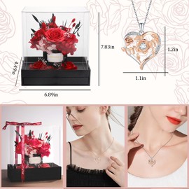 URMWMOO Mom Gifts from Son Preserved Red Rose with Mother Son Necklace Eternal Flowers Rose Mother Jewelry Birthday Gifts for Women on Mothers Day Christmas