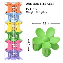 Flower Hair Clips 6PCS Flower Claw Clips Cute Hair Claw Clip Daisy Clips Matte Large Claw Clips Strong Hold Jaw Clamps Thick Hair Accessories Thin Hair Claw 6 Color for Women Girl Gift