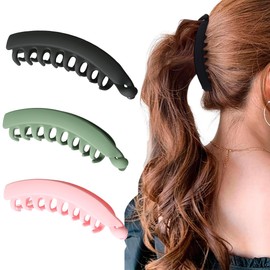 WKRTDY 3pcs Non-Slip Ponytail Hair Clips for Women and Girls with Thick Hair, Large Clips for Thick Hair, Banana Clips Hair Holder, for Tying Ponytails for Easy Styling