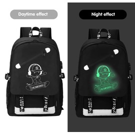 MCWTH School Backpacks for Teen Boys, Luminous School Bag Bookbags for Kids (Skateboard Boy)