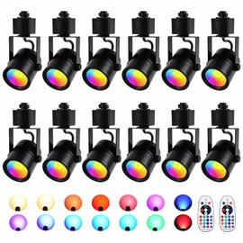 AGDJASA 10W RGBW Track Light Heads, 16 Color Adjustable and Warm White H Type Track Lighting Head for Party, Accent, Kitchen, Ceiling Spotlight for Accent Task Art(12 Pack) (Black)