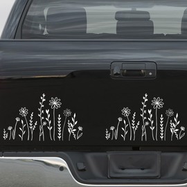 GAOLAOSY Wildflowers Boho Car Sticker Decal, Vinyl Waterproof Auto Window Bumper Decals for Plant Lovers Present, Universal Vehicle Decoration Accessories for Helmet Laptop Luggage (2PCS)