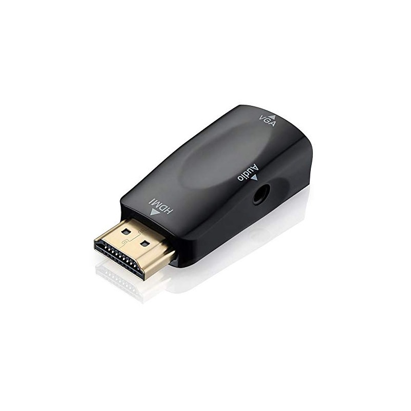 REY HDMI to VGA to VGA 3.5mm Black Female Adapter