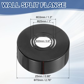 uxcell Wall Split Flange, 1 Pcs 70x25 mm - Cuttable ABS Round Escutcheon Plate Cover Buckle, Shower Arm Flange for 20/25/33mm(0.8/1.0/1.3 Inch) Water Pipe Faucet Decoration (Black)
