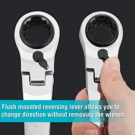 DURATECH 4-in-1 Flex-Head Reversible Ratcheting Box Wrench Set, SAE, 2-Piece, 5/16'' to 3/4'', 12 Point, CR-V, with Rolling Pouch