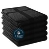HEIRLOOM COMFORT 5 Pack Black Waffle Weave Kitchen Towels, 16x26