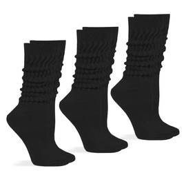 Jefferies Socks Womens Slouch Cotton Knit Socks 3 Pair Pack (X-Large, Black)