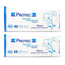 Degasa Protec Algodón Absorbente Plisado Paquete de 2 Piezas 300 g c/u 100% Algodón