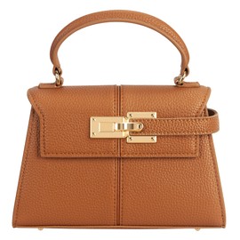 Women's Top-handle Handbags– Vegan Leather Vintage Top Handle Design with Adjustable Strap, Fashion Commuter Crossbody Bag, BROWN, Small