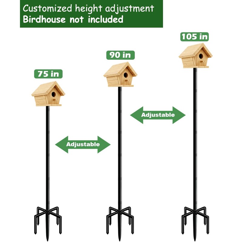 Mokeyder 105 Inch Bird House Pole Mount Kit, Adjustable Heavy