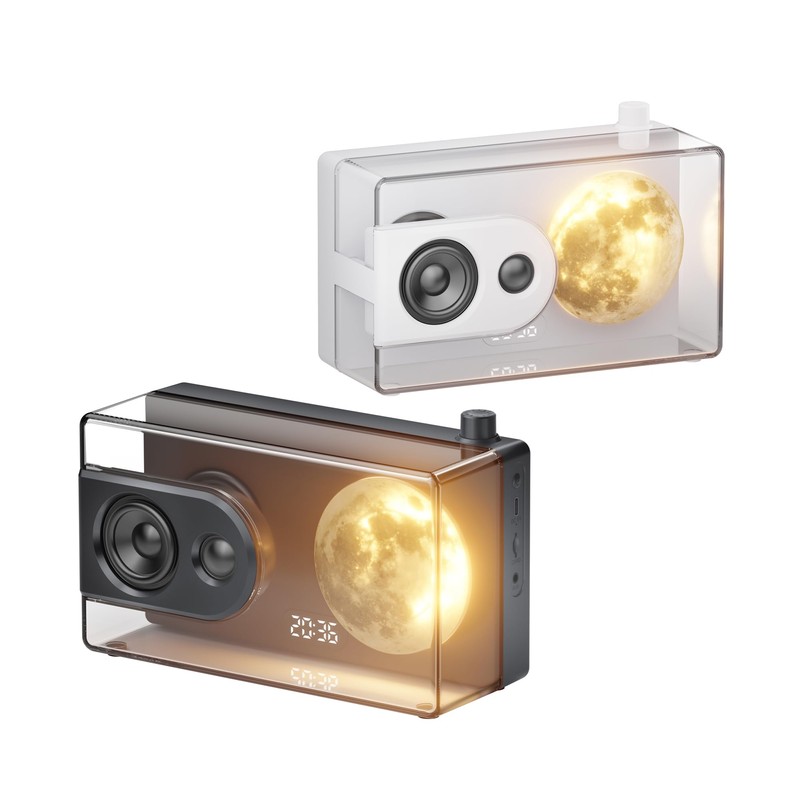 AIMHON Moon Night Light Bluetooth Speaker with LED Display, Dual