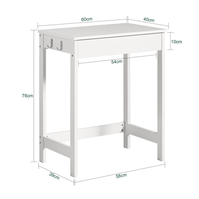 SoBuy White Small Desk with Drawers, Mini Table Computer Writing