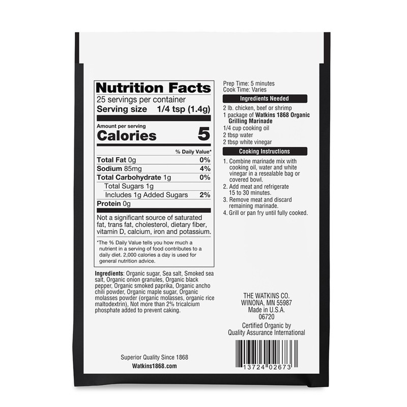 Watkins ORGANIC SPICED MAPLE GRILLING MARINADE