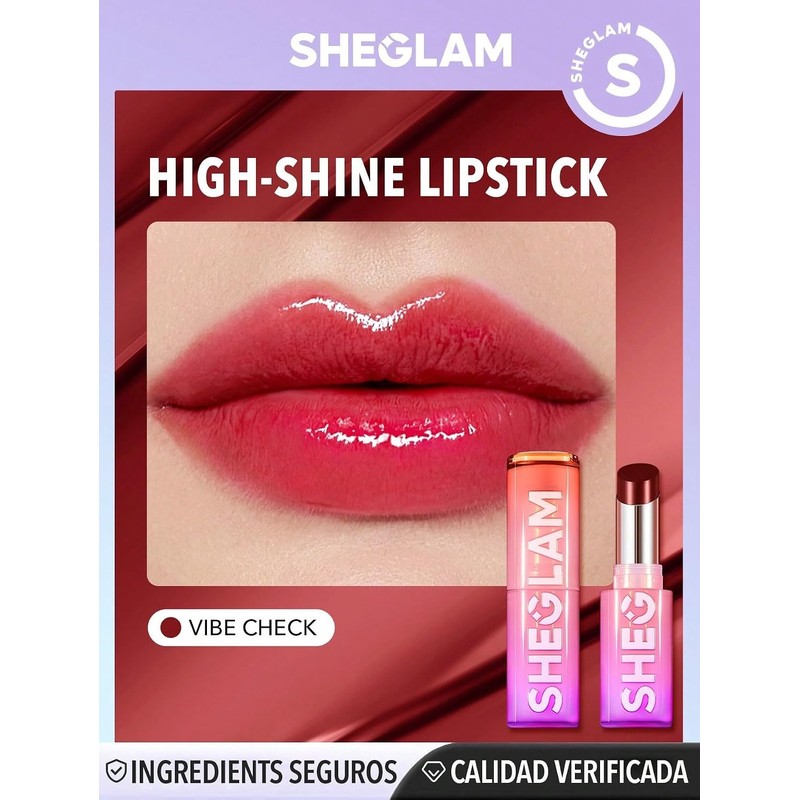 SHEGLAM Lápiz Labial Varios Tonos Efecto Espejo (Vibe check, 2.5