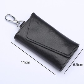 QIUPFGUT Leather Key Bag Key Organiser, black