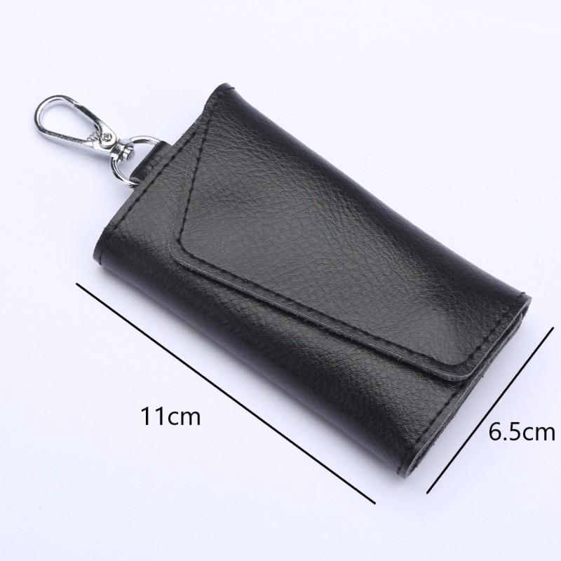 QIUPFGUT Leather Key Bag Key Organiser, black