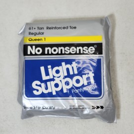 No Nonsense Light Support Pantyhose Control Top 61 Tan Vtg NEW Queen