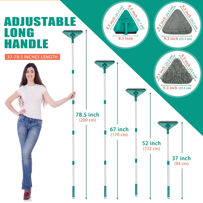 JEHONN Wall Cleaner Mop with Long Handle 82 Inches, 3-in-1