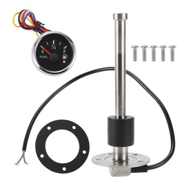 INFINAUTO Fuel Sending Unit and Gauge Kit 241mm Length Boat Fuel Sending Unit Marine Fuel Sender Unit Metal Black Silver Tone 240-33 Ohm
