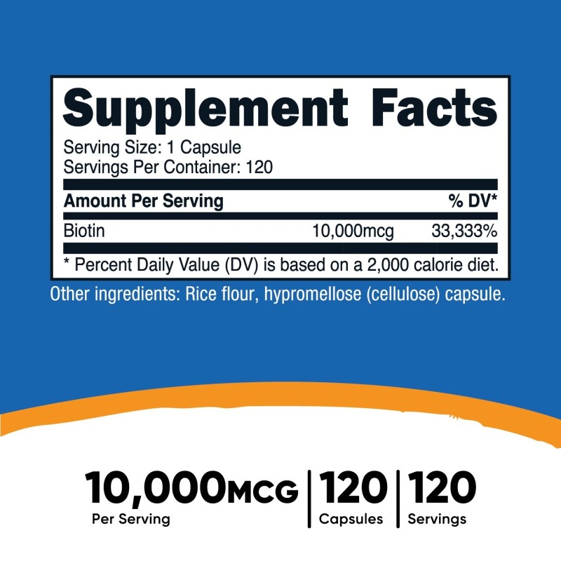 Nutricost Biotina (Vitamina B7) 10.000mcg (10mg), 120 Cápsulas