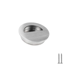 Geesatis 2 Pcs Round Flush Finger Pulls Recessed Cabinet Pull Handles Sliding Barn Door Pulls, with Mounting Screws, Silver, 60 mm / 2.4 inch Diameter