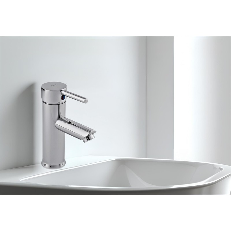 DICA, Monomando Corto Ecologico para Lavabo, Acabado Cromo, Acero Inoxidable,