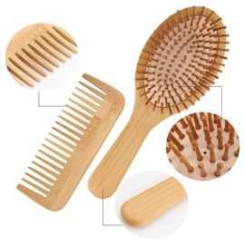 6 Pieces Hair Brush, 100% Natural Bamboo Anti Static Hair Massage Brush, Detangling Hair Comb, Reducing Hair Breakage and Frizzy No More Tangle (square 60g)