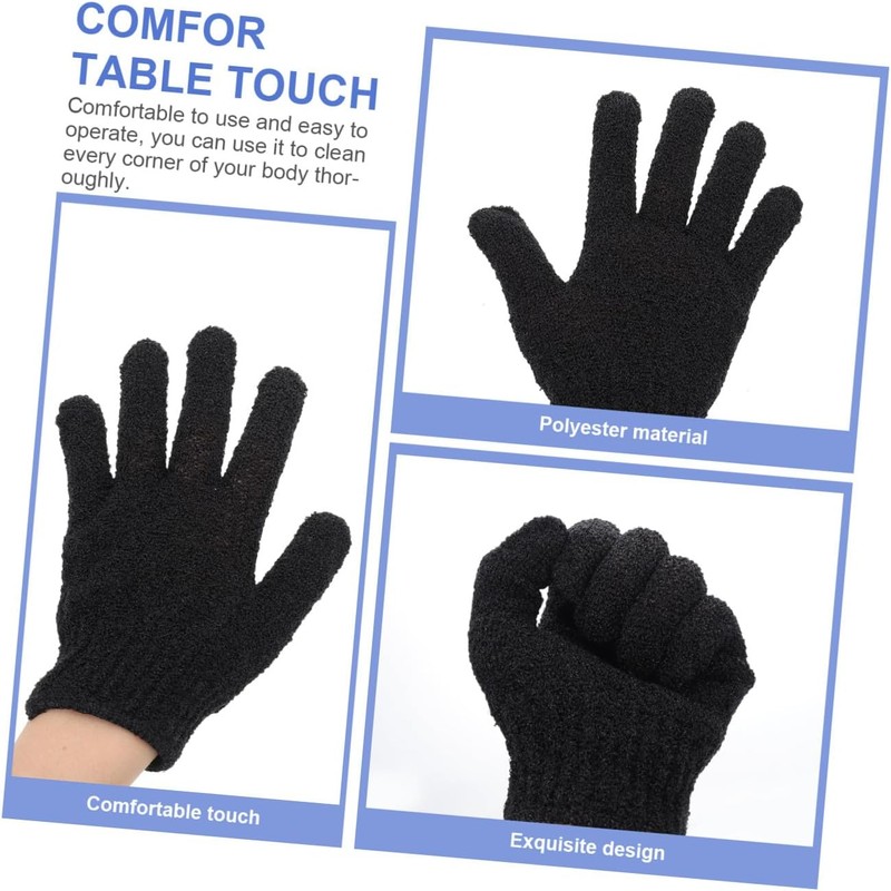 Poliéster Guantes de Ducha Exfoliantes Negro Blanco 10 Piezas