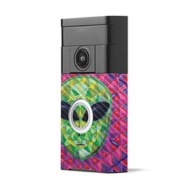 MightySkins Carbon Fiber Skin for Ring Video Doorbell - Geometric Alien | Protective, Durable Textured Carbon Fiber Finish | Easy to Apply, Remove, and Change Styles | Made in The USA