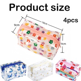 KxrTpx 4 Pack Clear Pencil Case, Large Transparent Stationery Pouch for School Girls, Cute Pencil Cases with Zipper, Big Capacity Storage Bag for Travel Toiletries and Makeup Tools