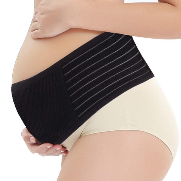 WANYI Pregnancy Belt for Pregnant Women 120 cm Lumbar and Abdominal Support Maternity Belt for New Mother before and after Birth Reduces Pain, Black