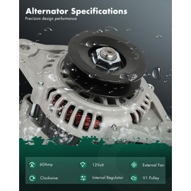 SCITOO Alternator for 12761 Fits for Komatsu for PC110R-1 2003-2008 All S4D106,for 4TNE102 1998-2007 All,for 4TNE106 1998-2007 All,for 4TNE94 1999-2007,60Amp CW IR EF V1 Pulley 400-44044R