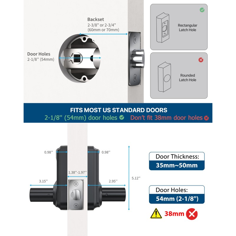 HIDALIFE Keyless Entry Door Lock with Keypad and Handle for