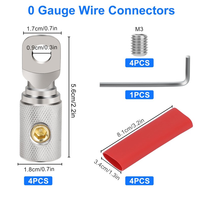 Linkstyle 4PCS 0 Gauge Wire Splice Connectors, 0 Gauge Battery