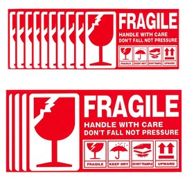 112 PCS Fragile Handle Warning Adhesive Label with Care Keep Dry Upward Do Not Trample for Packing Box Shipping Notice Red Stickers Large (6ï¼x 3-1/2ï¼) and Small (3ï¼x 2ï¼) Size