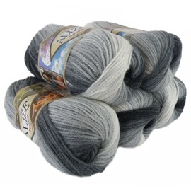 ALIZE BURCUM Batik Knitting Wool, Hand Knitting Yarn, Choice of Colours, 500 g, Colour: 1900 Grey Tones