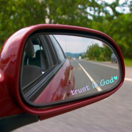 Rearview -Mirror -Decal Water Bottle -Stickers Affirmation Reminder Sticker Laptop Bumper Tumbler Vinyl Sticker Car Mirror Decal Funny Car Decor -Gift (Holographic, Trust in God)