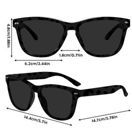 Miwasion Classic Polarized Square Sunglasses for Trendy Cute Women with UV Protection,Classic Sunglasses for Woman, Men and Girls(Balck-Leopard Cheetah)
